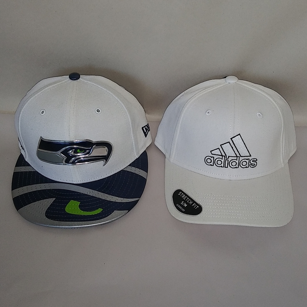 2 New White Hats / Baseball Caps ~ NWT